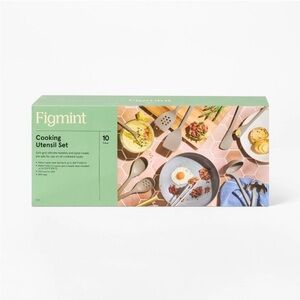 Figmint soft grip nylon cooking utensil set- cream 10 piece set